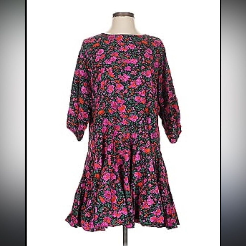 Aakaa Floral Dress - Pink and Black